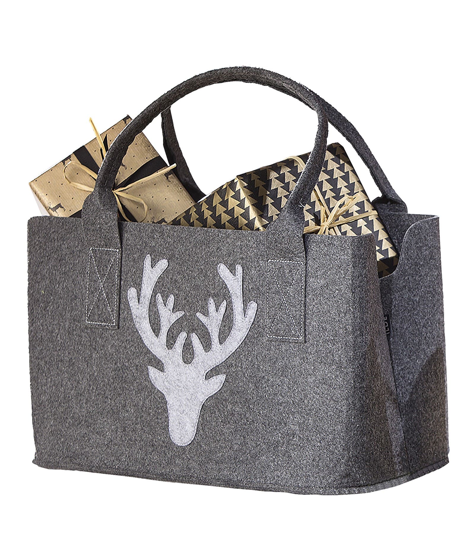 Hirsch / Elch Tasche dunkelgrau - Gilde Filztasche 42261 / Einkaufstasche / Strandtasche / Shopper / Handtasche / Tragetasche