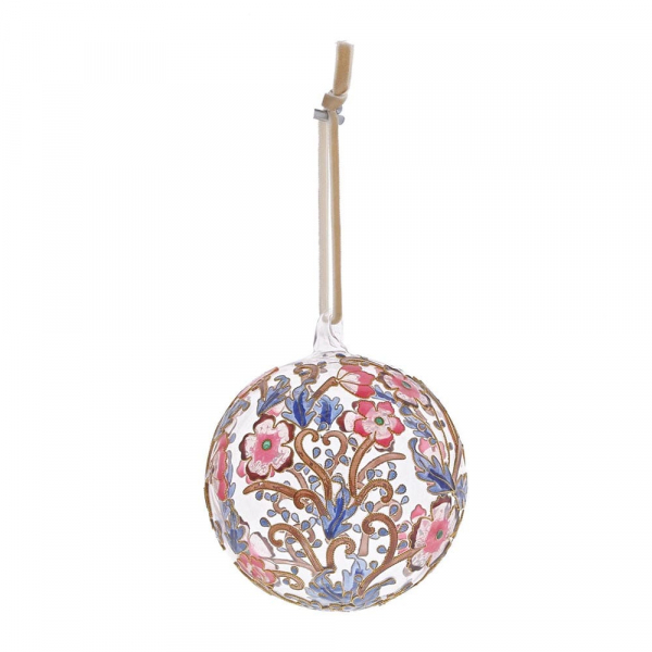 Enesco's Treasury of Ornaments, Ornament, Weihnachtskugel, handbemalt, mundgeblasen, Glaskugel, Dekokugel, Glaskugel Blumen, Fensterdekoration