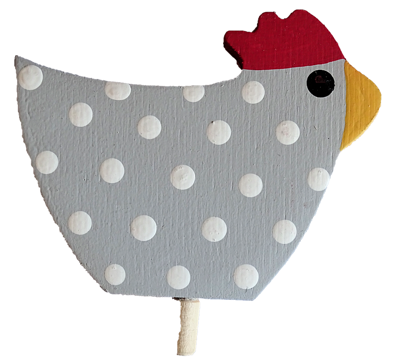 HK-E-024 Sebastian Design Kerzenring, Sebastian Design Kerzenringe, Sebastian Design Holzkranz, Holzkränze, Candlering, Candlerings, Steckfigur, Steckfigur für Kerzenringe, Glückshuhn in hellgrau mit weißen Punkten, HK-E-024, Skandinavische Kerzenringe