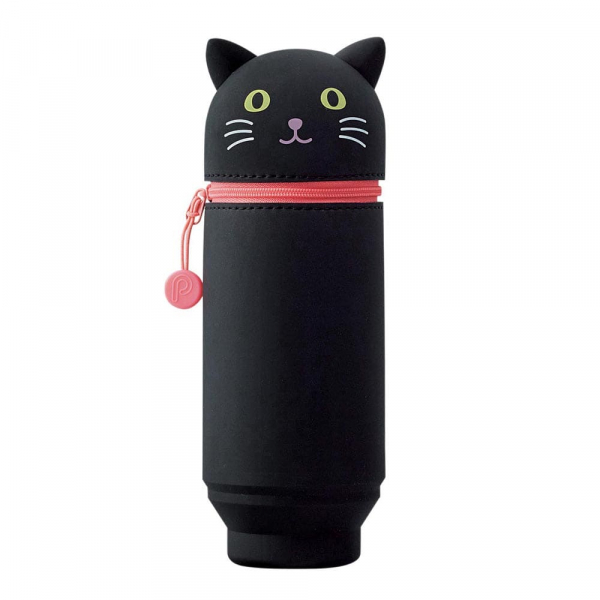 Lihit Lab, Punilabo, StaPuniLabo, Punilabo, Lihit Lab, Federtasche und Stiftehalter, stehende Federtasche, Pencil Case, animal, Tiere, stand up pen case, black cat, schwarze Katze, Schlamper, Faulenzer, Federmappend Up Case, Stiftehalter, Federtasche, Sch