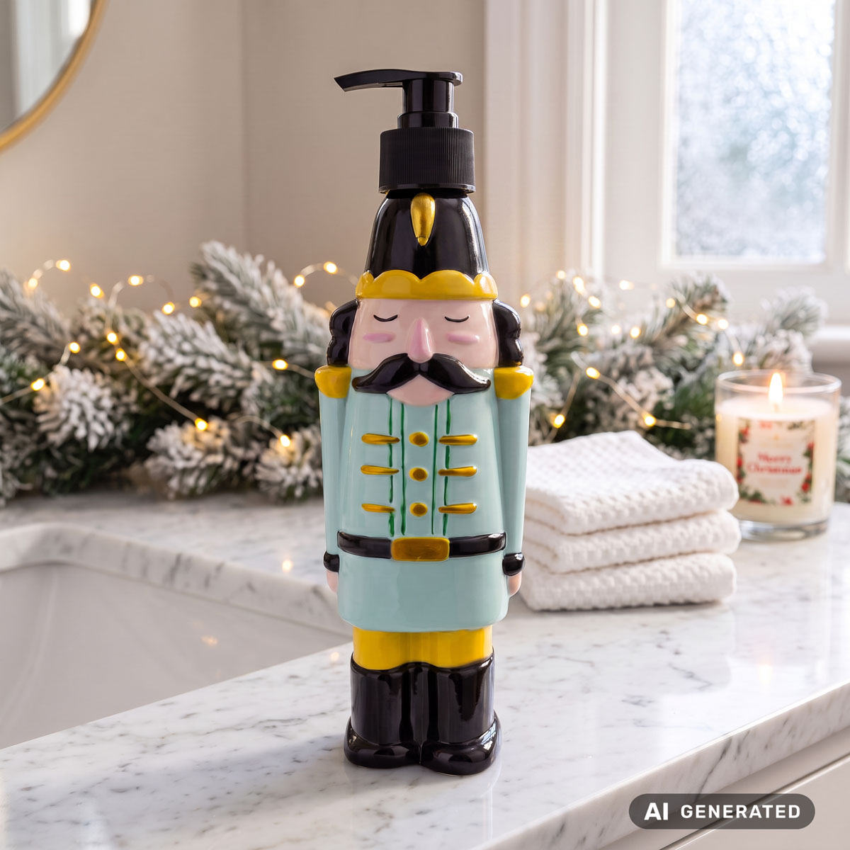 Weihnachtsseife - Mr. Nussknacker 8163493 Seifenspender -  Pumpspender mit Flüssigseife