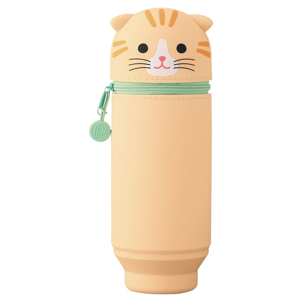 PuniLabo, Punilabo, Lihit Lab, Federtasche undPuniLabo, Punilabo, Lihit Lab, Federtasche und Stiftehalter, stehende Federtasche, Pencil Case, animal, Tiere, stand up pen case, A7714-11, Federtasche XL Tigerkatze, Tabby Cat, Tiger Cat, Faulenzer, Schlamper