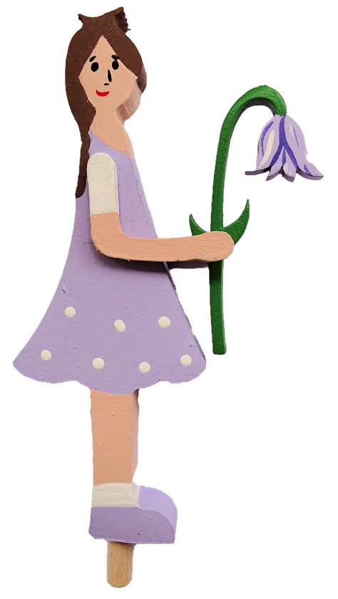 Blumenmädchen mit Glockenblume, lila -Steckfigur für den großen Kerzenring von Sebastian Design Blumenmädchen mit Glockenblume, lila -Steckfigur für den großen Kerzenring von Sebastian Design