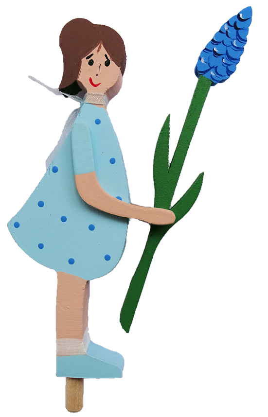 HK-B-2020-49 Sebastian Design Kerzenringe, Kerzenring, Candlering, Candle ring, Holzkranz, Steckfigur, Jahreszeitentisch, Steckfiguren für Kerzenringe, Blumenmädchen mit Perlblume, HK-B-2020-49, skandinavische Dekoration, skandinavischer Kerzenring