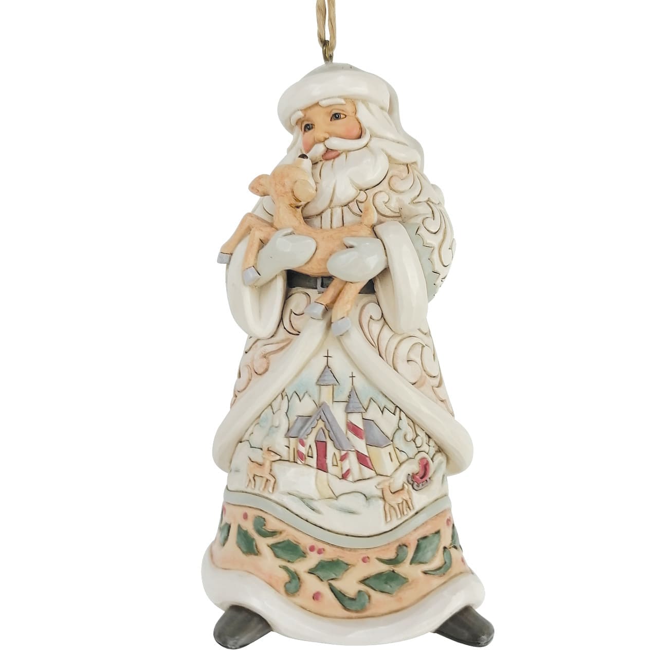 Weihnachtsmann mit Rehkitz Ornament - Santa Holding Fawn White Woodland Collection - Heartwood Creek by Jim Shore 6017181