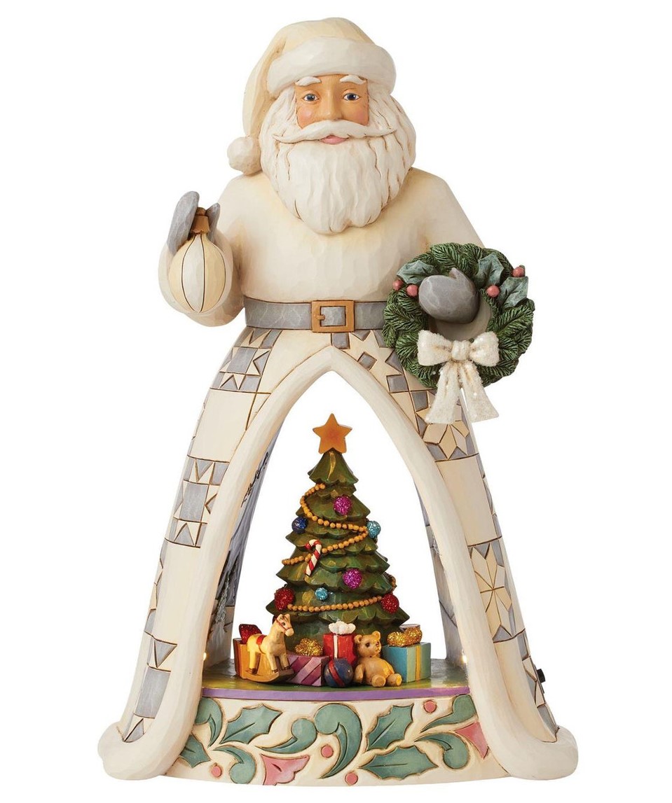 LED Christmas Spirit Shines Through White Woodland Santa 6015453 - Jim Shore Heartwood Creek Weihnachtsmann