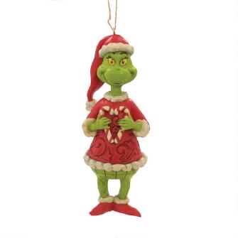 Jim Shore, The Grinch, Der Grinch, The Grinch by Jim Shore, 6010785, Grinch mit Herz-Zuckerstange Weihnachtsanhänger, Grinch with heart shaped candy cane Ornament, Grinch Weichnachtsanhänger, Grinch by Jim Shore