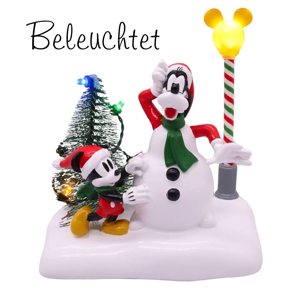 Mini Weihnachtsfigur LED - Micky Maus & Goofy als Schneemann - DN26396 - Disney Figur von Christmas Inspirations
