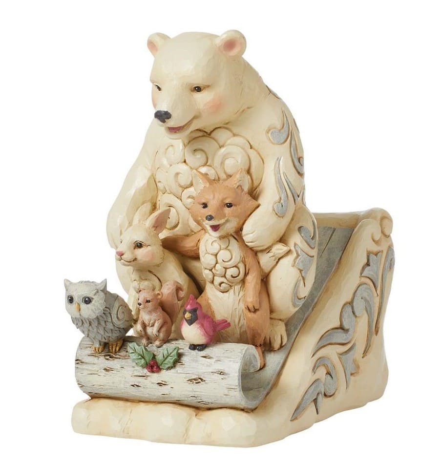 Jim Shore, Heartwood Creek, Jim Shore Santa, 6015159, Snowbuddies, White Woodland Waldtiere, Lustige Schlittenfahrt, Jim Shore Weihnachtsfigur