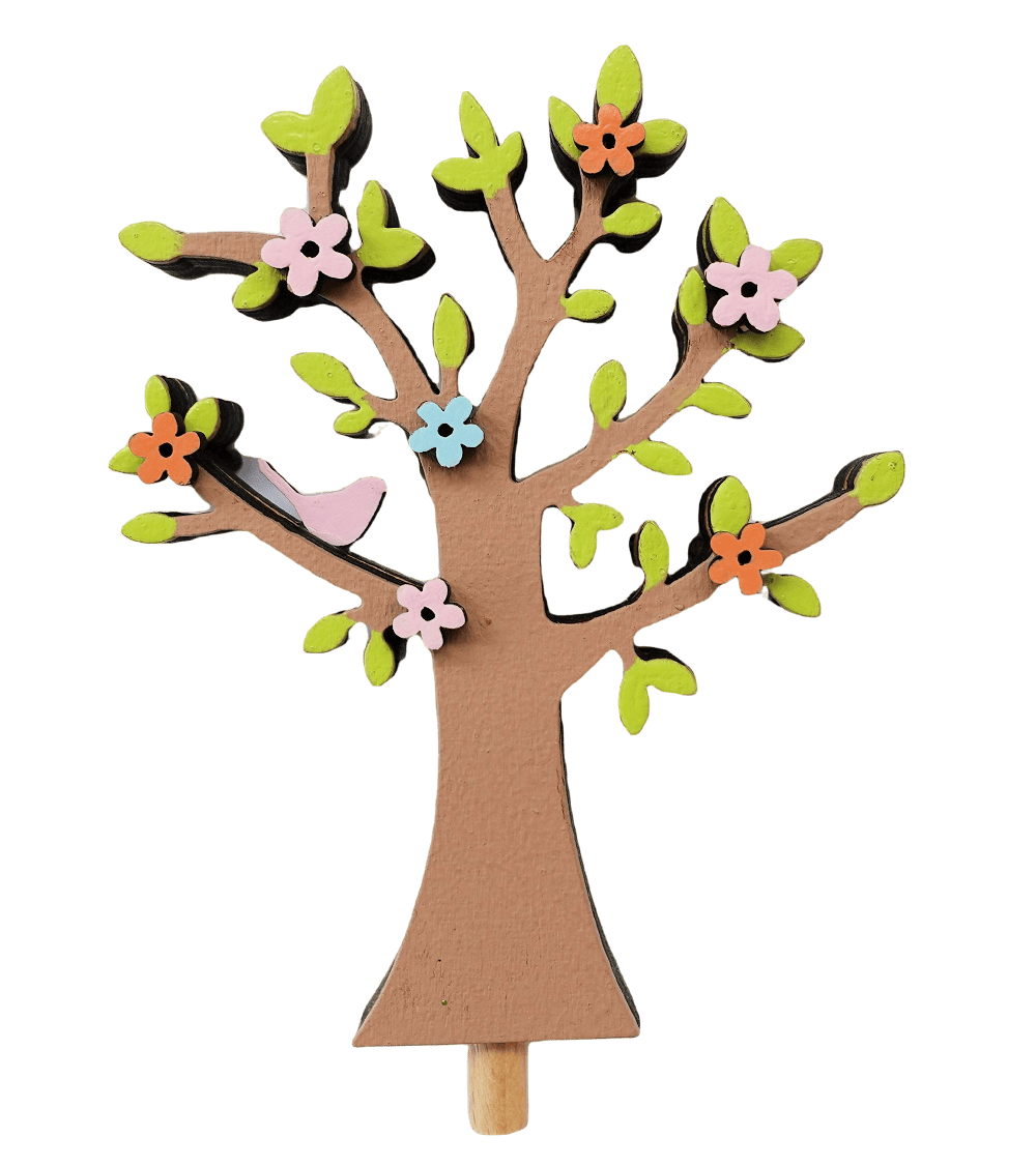 HK-B-004a Sebastian Design, Kerzenring, Kerzenringe, Candle Ring, Holzkranz, Steckfigur für Kerzenring, Jahreszeitentisch, Baum, Frühlingsbaum, Steckfigur Baum, nordischer Kerzenring, HK-B-004