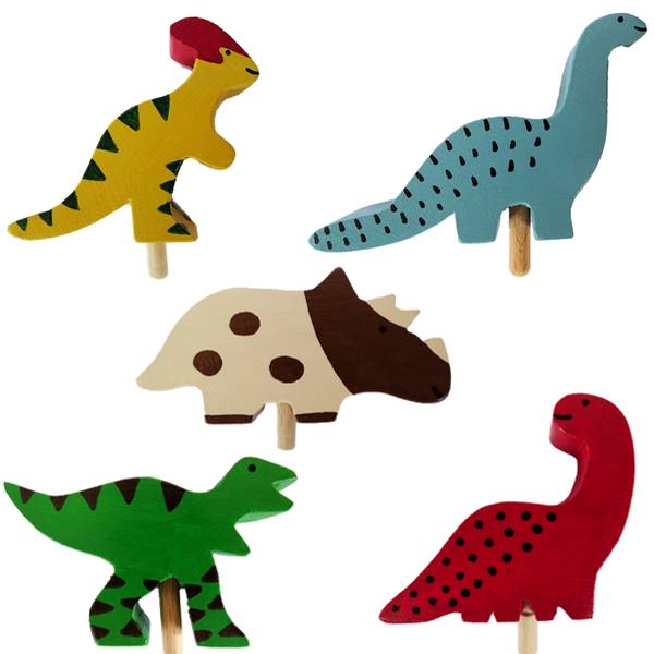 Dinosaurier - Set mit 5 Stück -Steckfigur für Kerzenring