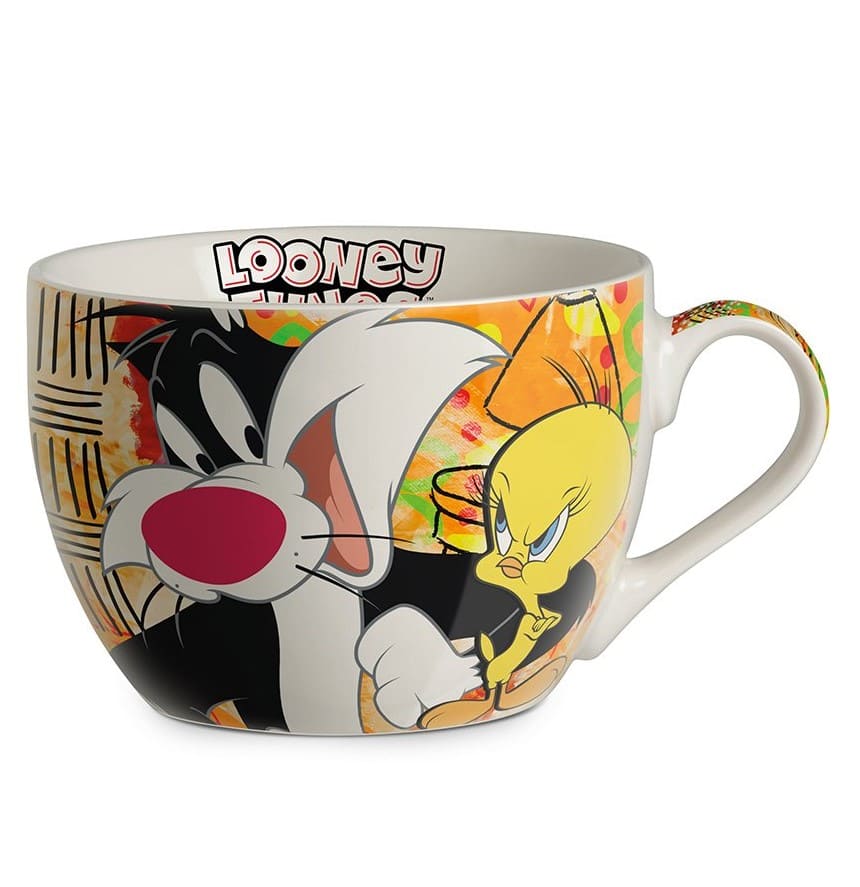 Disney, Egan Italy, Egan Disney, Frühstückstasse, Becher, Kaffeebecher, Cappuccino Becher, Tasse, Looney Tunes, Tweety & Silvester, 116002, Porzellanbecher