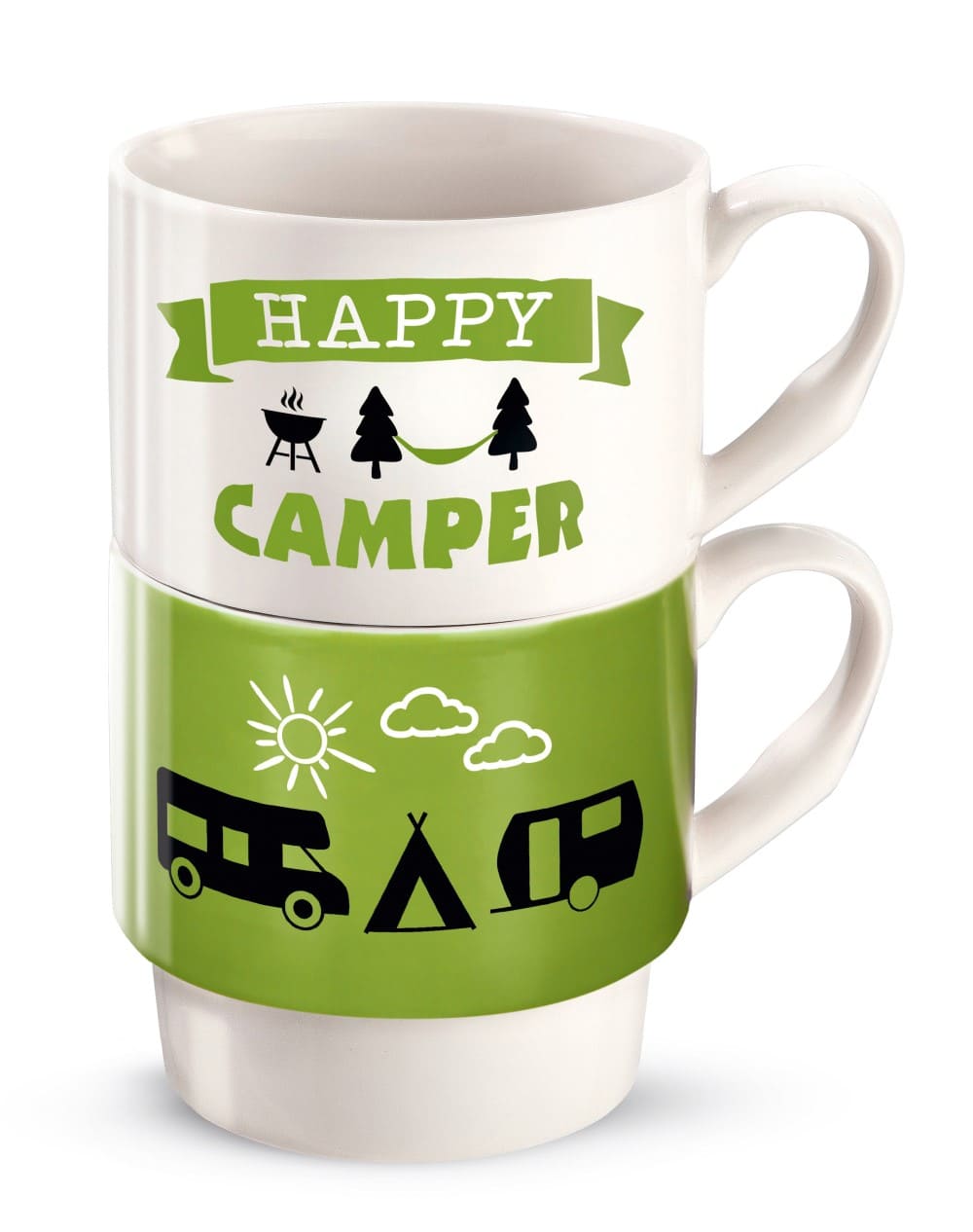 Stapeltassen Happy Camper 44173 / Gilde Becher - Tassen - Kaffeebecher Wohnwagen / Camper