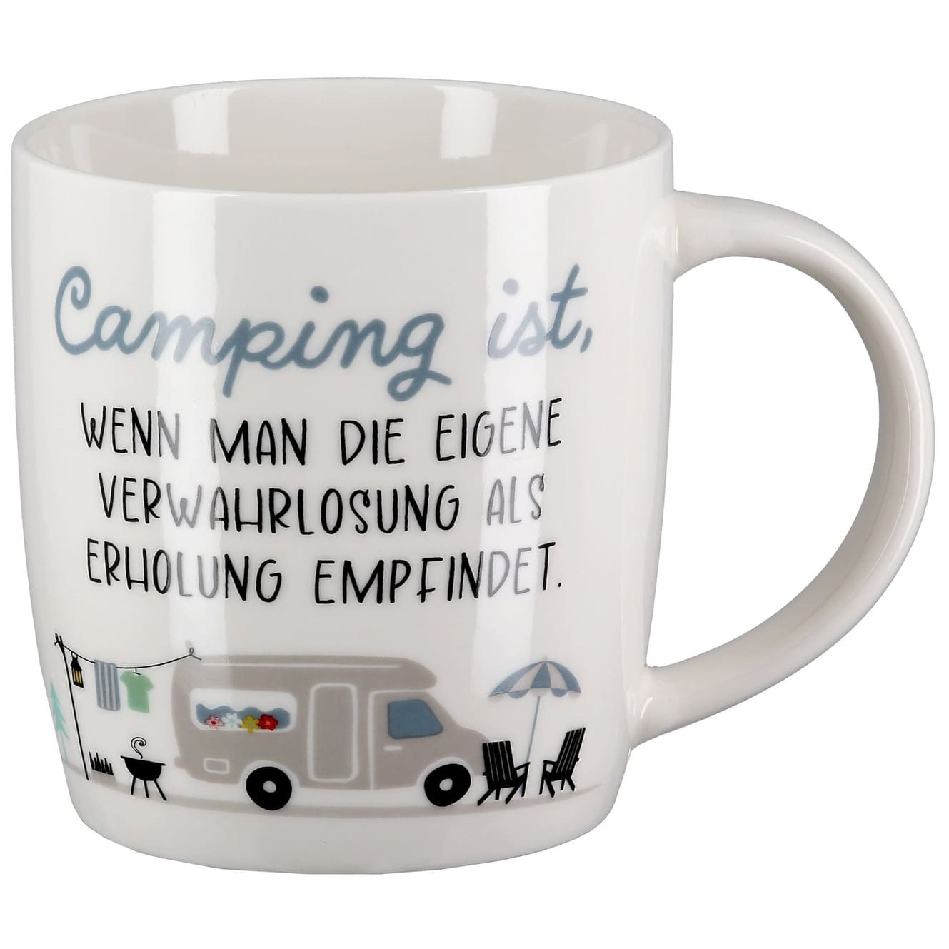 Becher Camperglück Camping ist... - Gilde Tasse mit Wohnwagenmotiv 62727  / Kaffeebecher - Tasse Camping