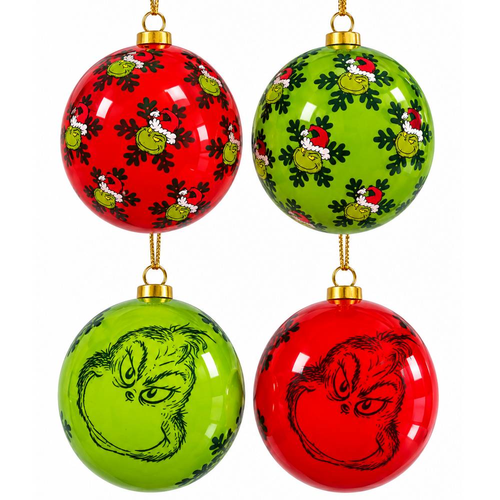 Grinch Weihnachtskugeln - Set mit 4 Stück | Disney Christbaumkugeln | Christmas Inspirations TG26036