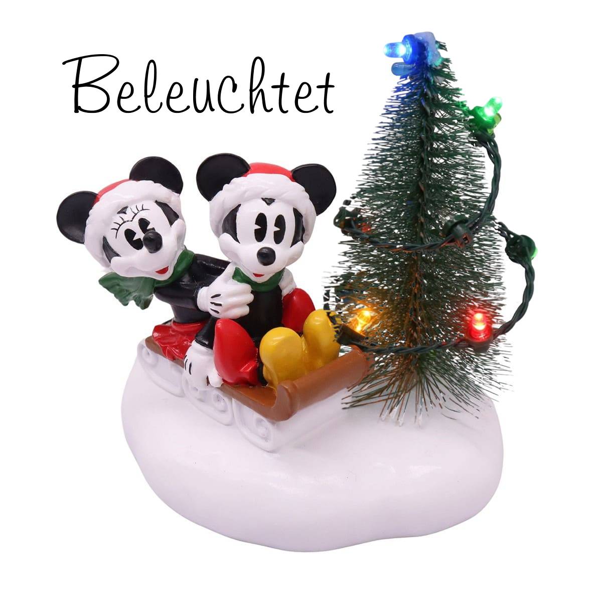 Mini Weihnachtsfigur LED - Micky und Minnie Maus auf Schlitten - DN26393 - Disney Figur von Christmas Inspirations