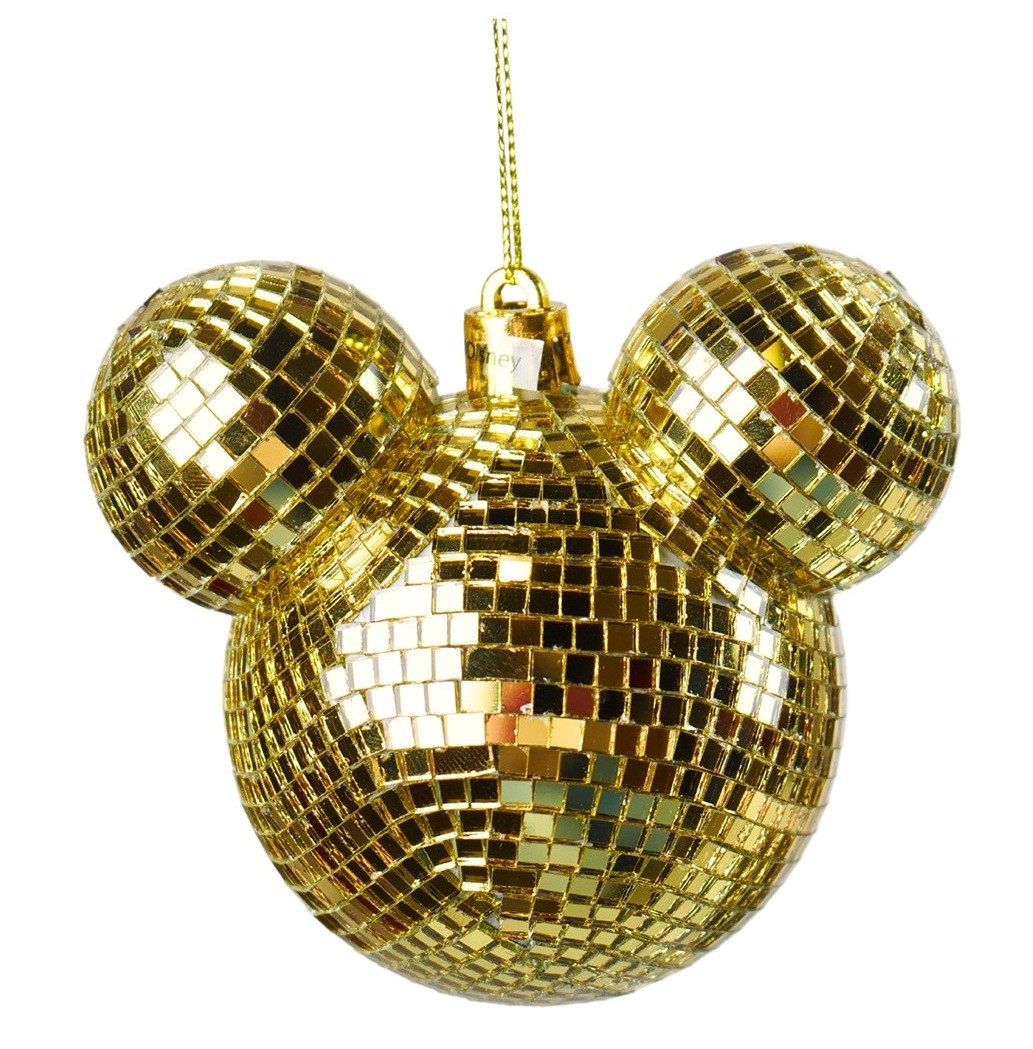 Weihnachtskugel mit Micky Maus Ohren, Diskokugel gold  - DN90485 - Christmas Inspirations Disney Weihnachtsanhänger