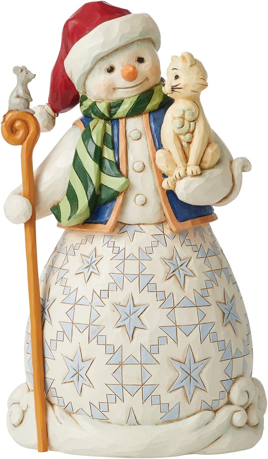 Chase A Happy Holiday Snowman Holding Cat / Schneemann mit Katze und Maus Jim Shore Heartwood Creek 6008097