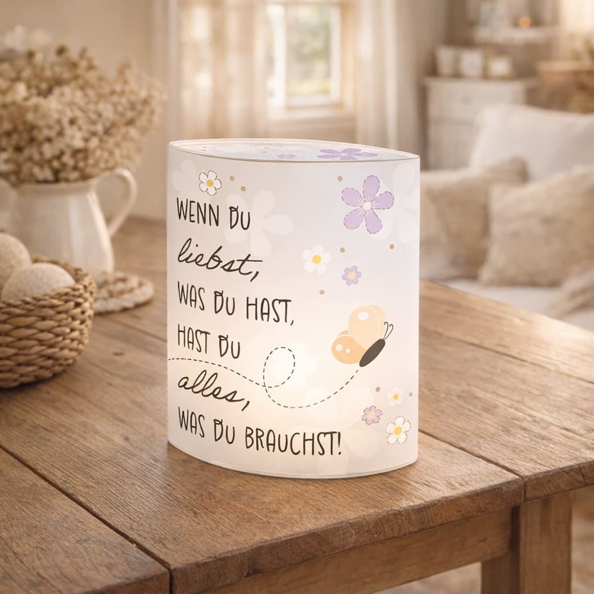 Tischlampe Blütentanz Schmetterling - Dekolampe / 64830 Gilde LED Stimmungslicht Dekoleuchte