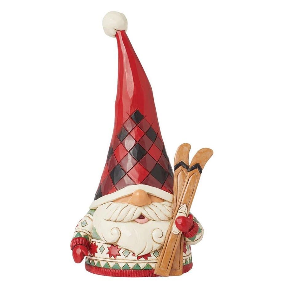 Jim Shore, Heartwood Creek, Jim Shore Santa, 6015446, Tis the Ski-son, Highland Glen Gnome, Zwerg,  Jim Shore Weihnachtsfigur, Wichtel mit Ski