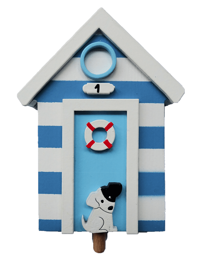 Sebastian Design, Kerzenring, Kerzenringe, Candle Ring, Holzkranz, Steckfigur für Kerzenring, Jahreszeitenring, Jahreszeitentisch, Steckfigur Strandhütte mit Hund, Strandhütte, HK-M-018