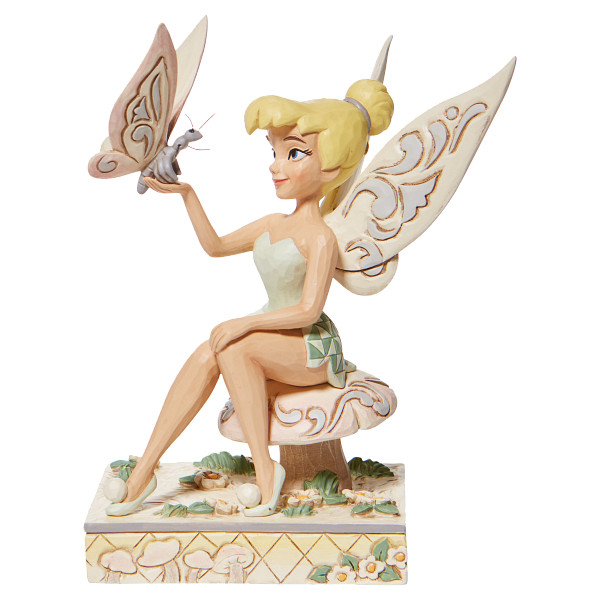 Disney Traditions, Jim Shore, Jim Shore Disney, Disney Traditions Collection, 6008994, Passionate Pixie, White Woodland Tinkerbell, Tinker Bell, Tinkerbell mit Schmetterling, White Woodland Collection,  Jim Shore Disneyfigur