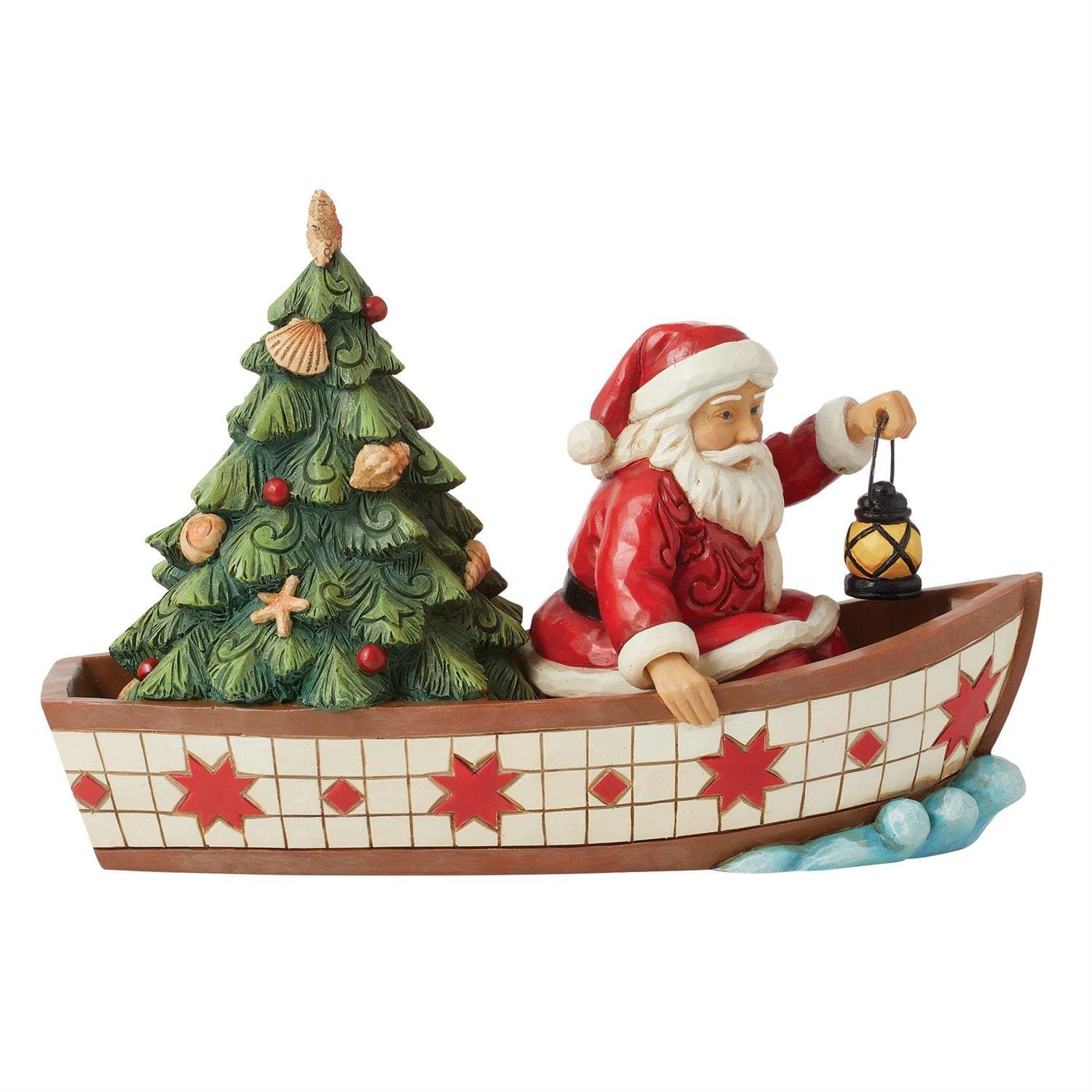 Jim Shore, Heartwood Creek, Jim Shore Weihnachtsfigur, 6014504, Seas of Giving, Santa in a Boat, Weihnachtsmann im Boot, Coastal Collection