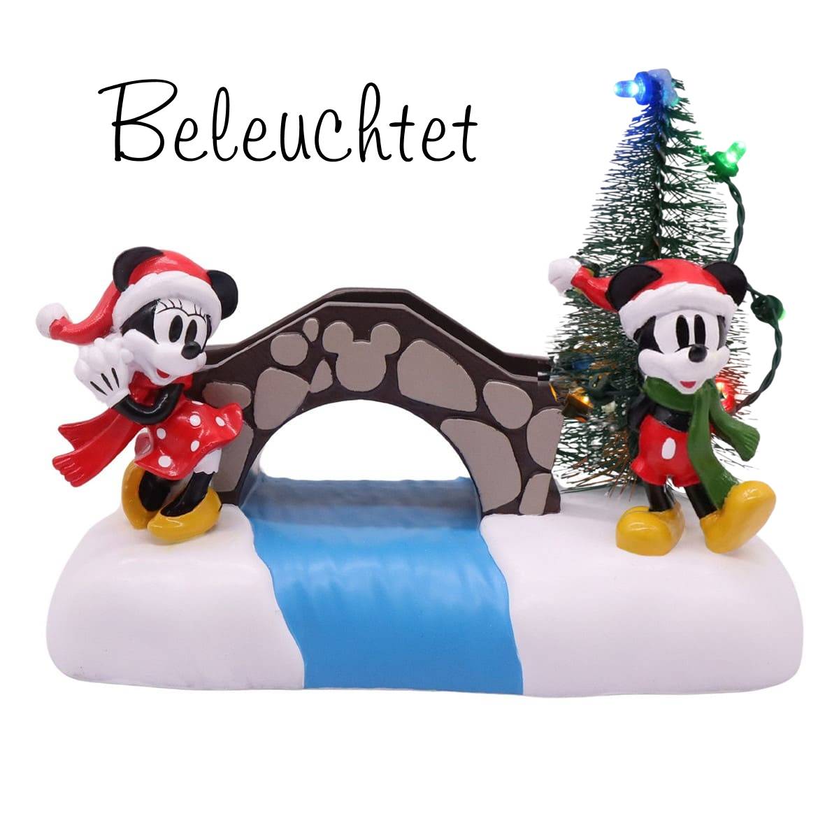 Mini Weihnachtsfigur LED - Micky und Minnie Maus an der Brücke - DN26391 - Disney Figur von Christmas Inspirations