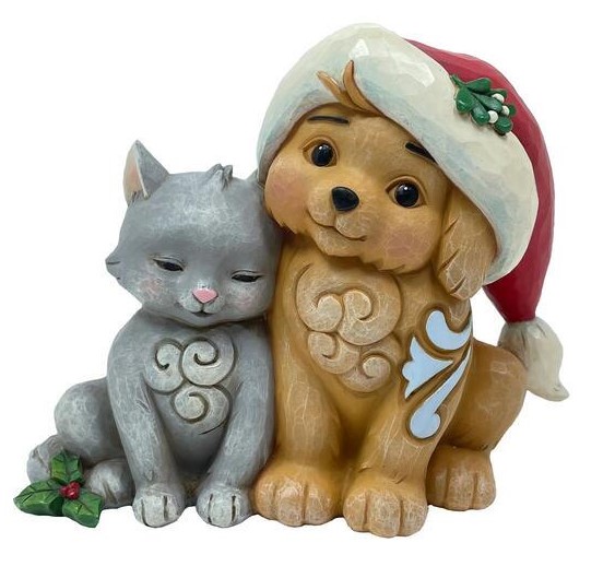 Jim Shore, Heartwood Creek, Jim Shore Heartwood Creek, Heartwood Creek by Jim Shore, 6011485, Fur The Love of Christmas Kitten & Puppy in Santa Hat, Jim Shore Santa, Jim Shore Weihnachten