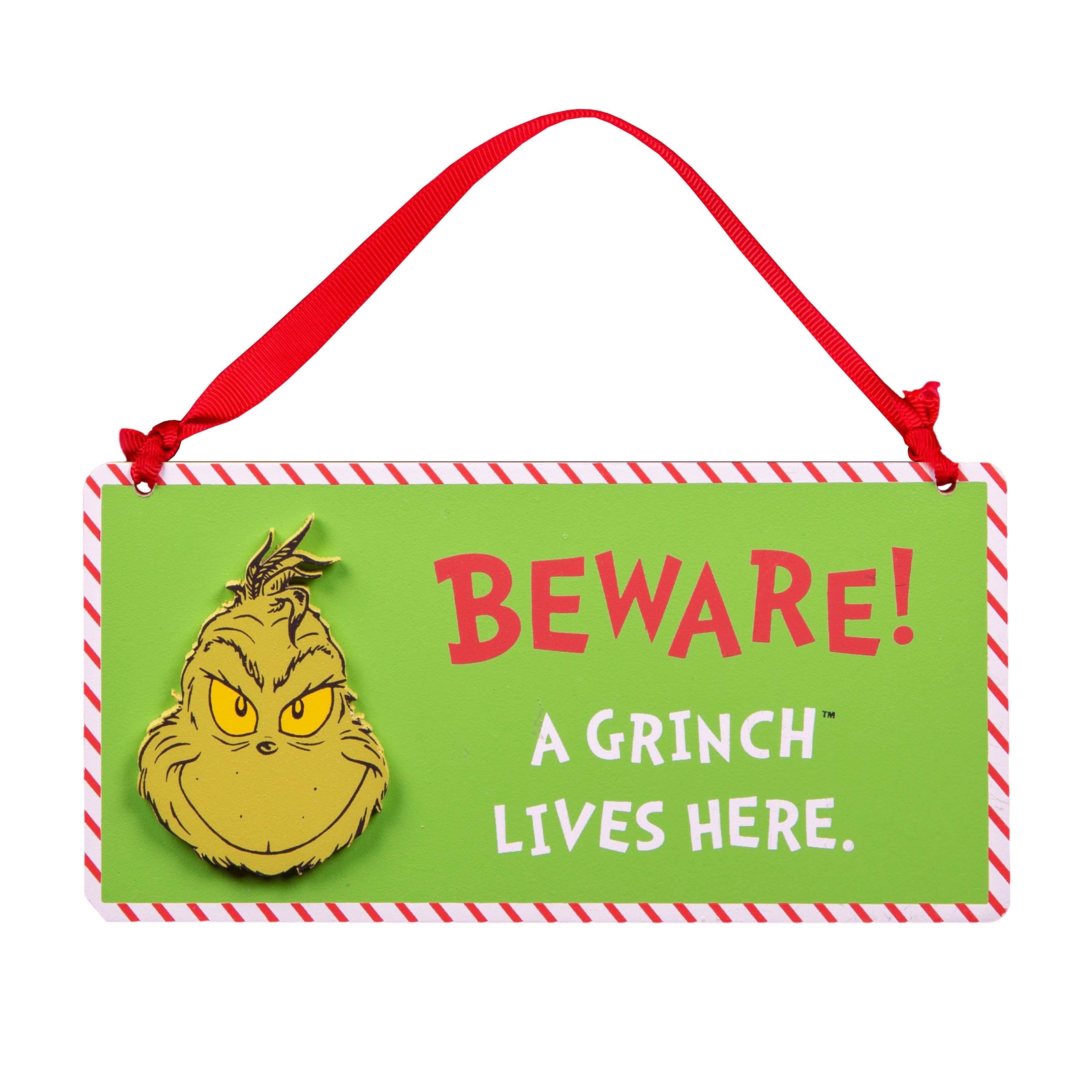 Disney, Walt Disney, The Grinch, Der Grinch, XM7331, Dr. Seuss, Grinch Plakette Beware A Grinch Lives Here Grinch Schild zum Anhängen 