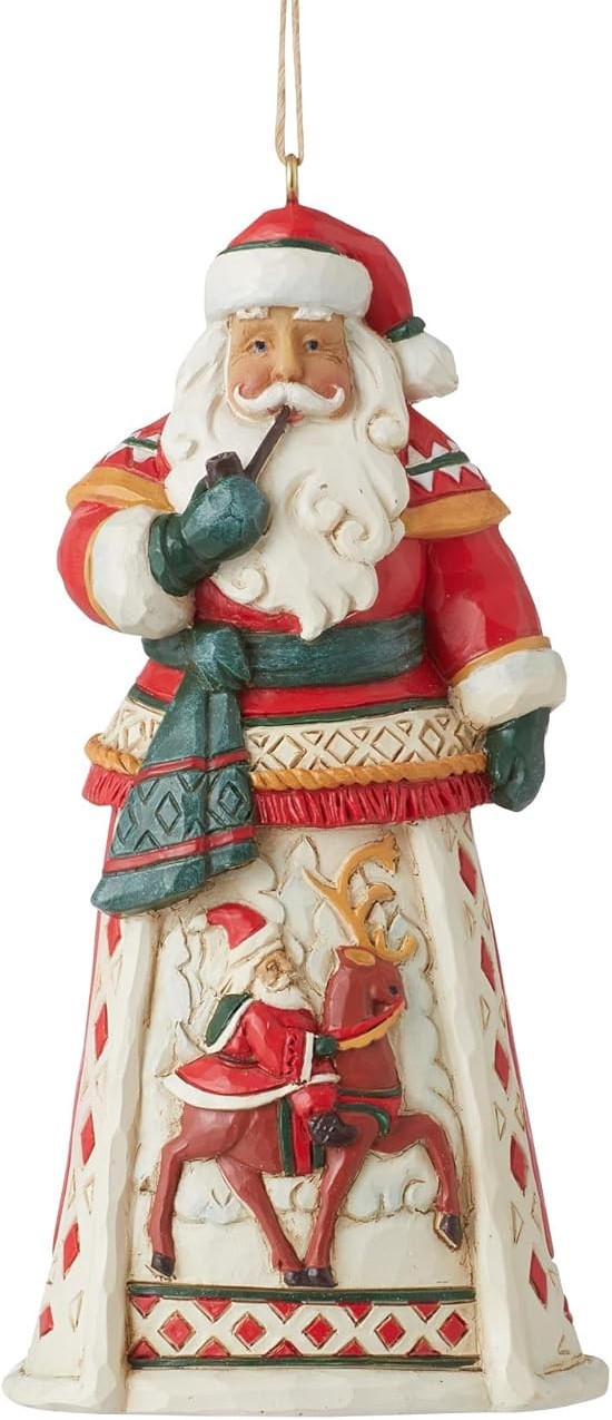 Jim Shore, Heartwood Creek, Jim Shore Heartwood Creek, Heartwood Creek by Jim Shore, 6011493, Lapland Santa Ornament, Lapland Santa mit Pfeife Weihnachtsanhänger, Jim Shore Santa, Heartwood Creek Santa