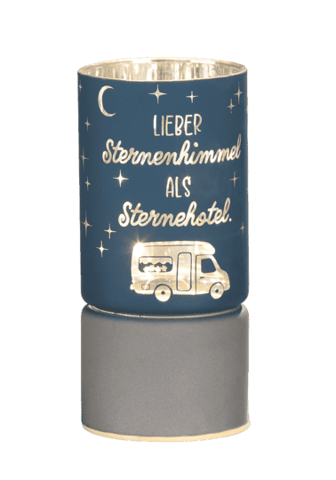 Camping Windlicht blau M - Lieber Sternenhimmel als Sternehotel - 61968 - Gilde Windlicht Camperglück