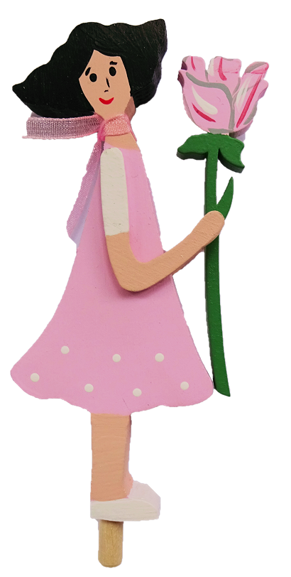 HK-B-2020-36 Sebastian Design Kerzenringe, Kerzenring, Candlering, Candle ring, Holzkranz, Steckfigur, Jahreszeitentisch, Steckfiguren für Kerzenringe, Blumenmädchen mit Rose, HK-B-2020-36, skandinavische Dekoration, skandinavischer Kerzenring