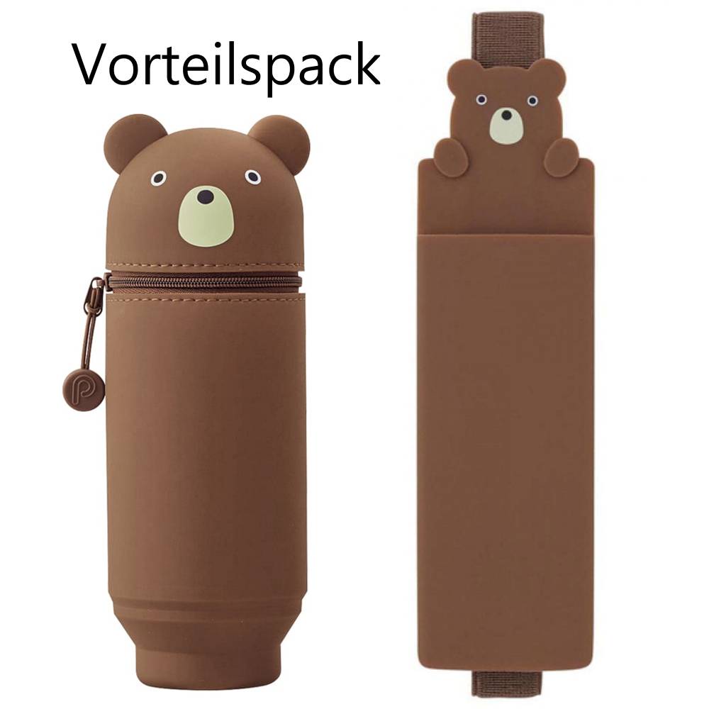 PuniLabo, Punilabo, Lihit Lab, Federtasche und Stiftehalter, stehende Federtasche, Pencil Case, animal, Tiere, innovativ, innovative, stand up pen case, Buchband Stifteetui, Vorteilspack, Bär