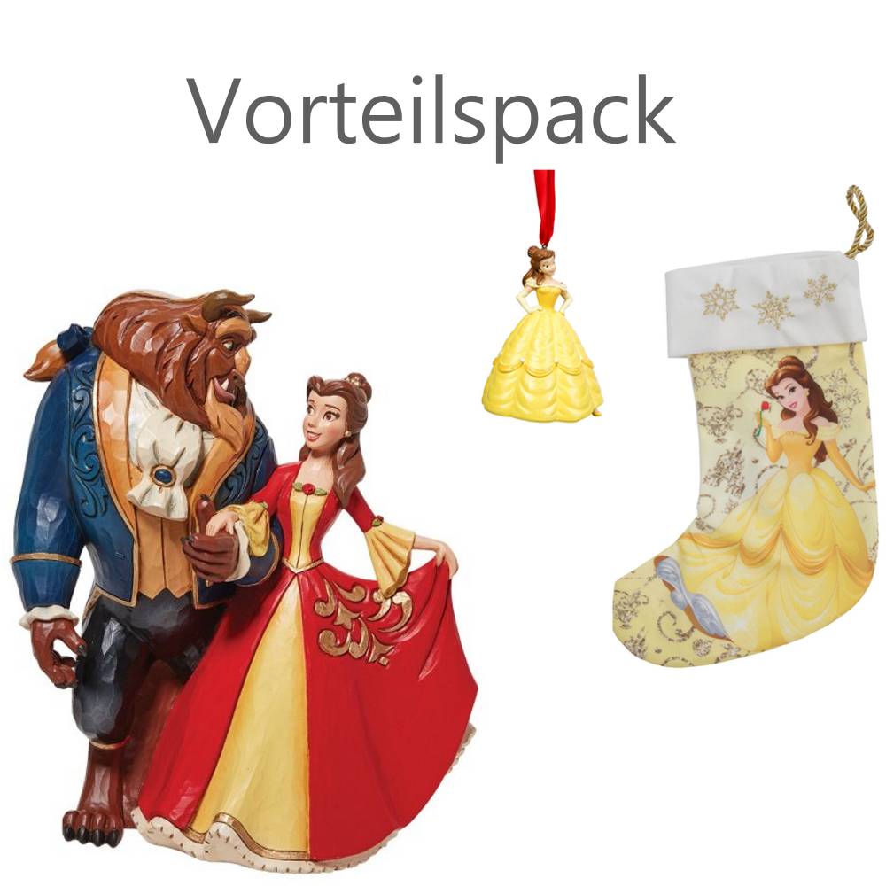 Disney Traditions, Jim Shore, Jim Shore Disney, 6010873, Beauty & The Beast Enchanted Christmas, Schöne und das Biest zauberhafte Weihanchten, Jim Shore Disney Traditions, Jim Shore Disney Figur