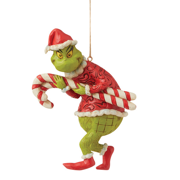 Jim Shore, Heartwood Creek, The Grinch Collection, Grinch, Grinch Stealing Candy Canes Ornament, Grinch stiehlt Zuckerstangen Weihnachtsanhänger, 6009206, The Grinch by Jim Shore, Dr. Seuss