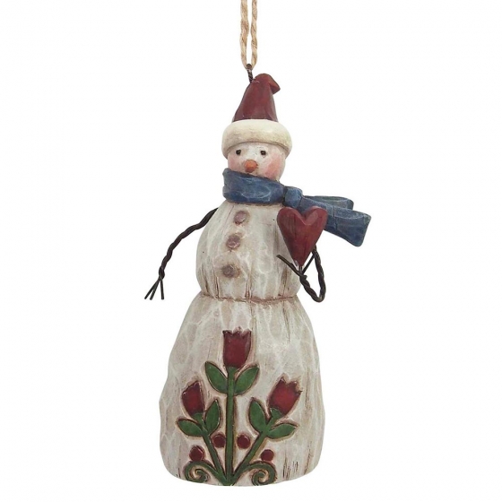 Heartwood Creek, Jim Shore, Folklore Snowman with Heart Ornament, Anhänger, Schneemann