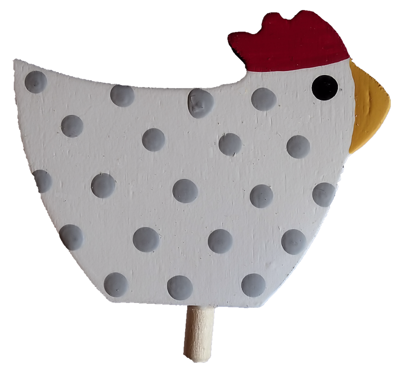HK-E-025 Sebastian Design Kerzenring, Sebastian Design Kerzenringe, Sebastian Design Holzkranz, Holzkränze, Candlering, Candlerings, Steckfigur, Steckfigur für Kerzenringe, Glückshuhn in weiß mit hellgrauen Punkten, HK-E-025, Skandinavische Kerzenringe