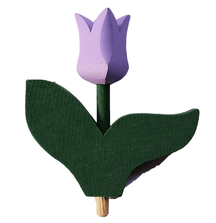 Sebastian Design, Candlering, Kerzenring, Skandinavischer Holzkranz, Skandinavische Kerzenringe, Tulpe mit Blatt, lila, 46-680-150