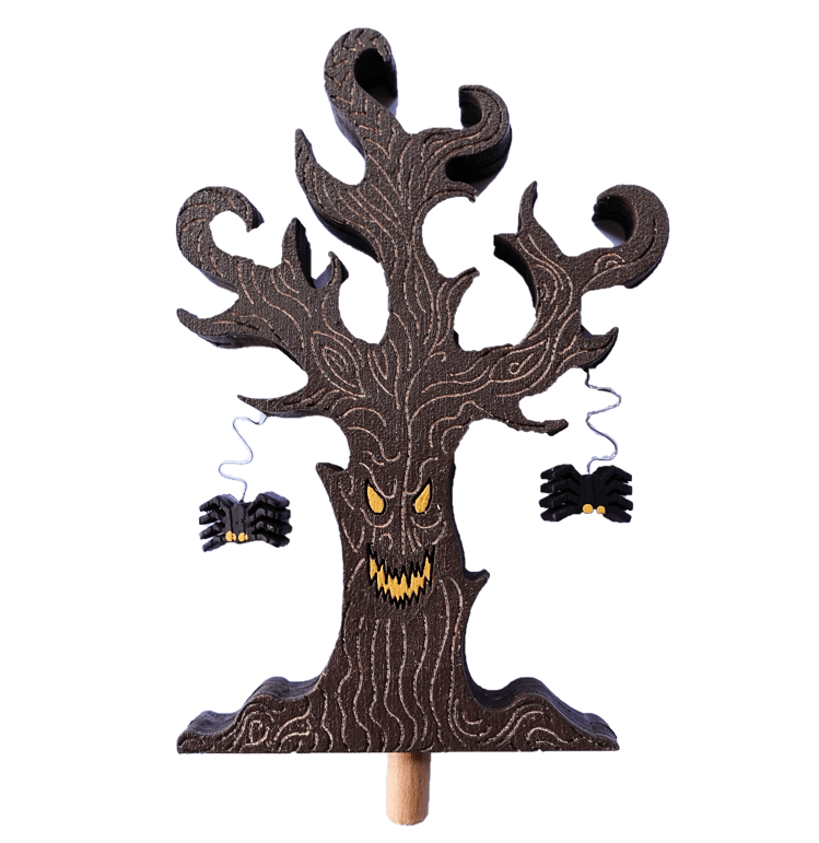 Steckfigur, Sebastian Design, Halloween Spukbaum, Kerzenring, Candle Rings, Kerzenkranz, Holzkranz, nordische Dekoration, Holzfigur, HK-H038, Jahreszeitentisch, Dekoration Halloween