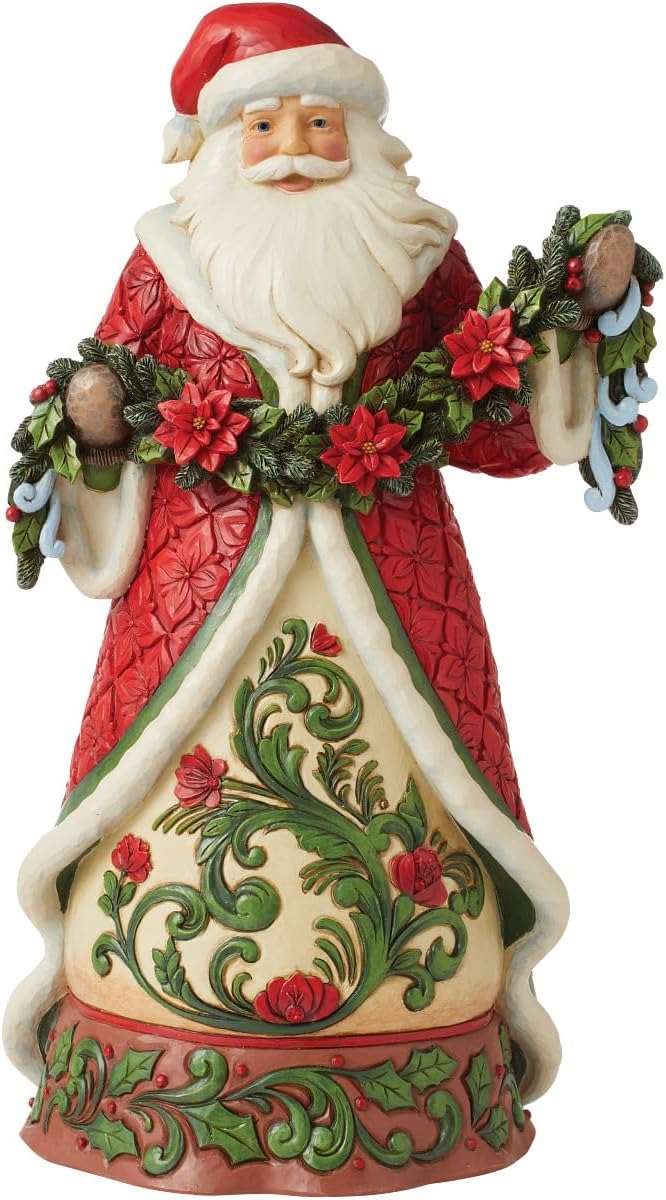 Seasonal Swag Santa - Weihnachtsmann mit Weihnachtsstern-Girlande Jim Shore Heartwood Creek 6012898