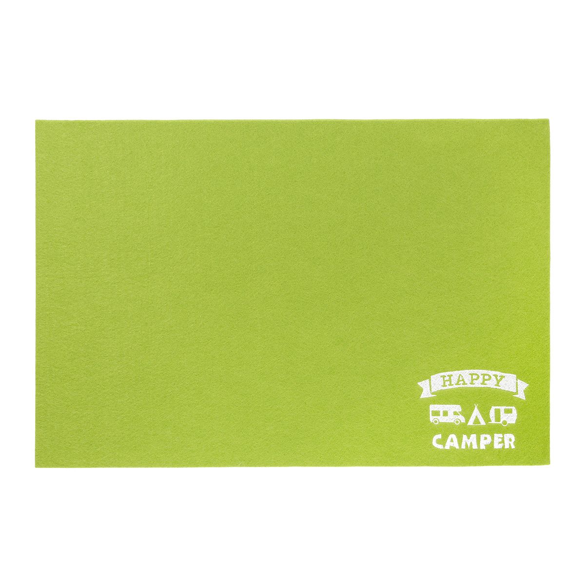 Platzset Happy Camper hellgrün - Gilde Platzset 59597 - Wohnwagen Camper Camping - Filzuntersetzer - Tischset