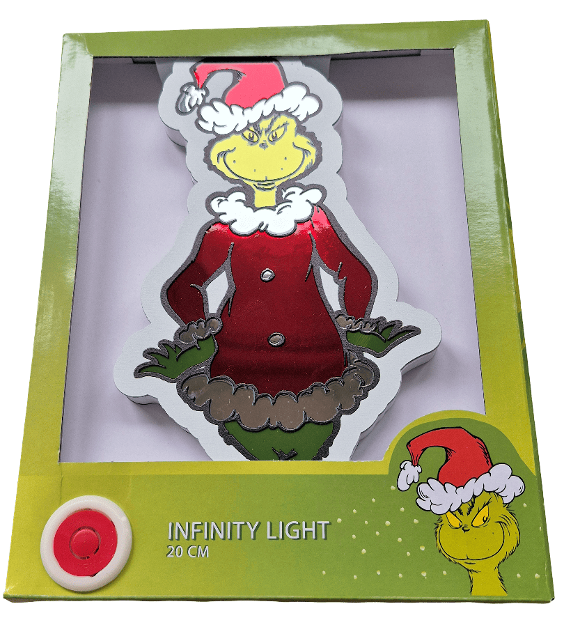 Infinity - Grinch Weihnachtsmann Mini 3D LED-Weihnachtsbeleuchtung | Disney Spiegellicht 20cm | Christmas Inspirations TG26039