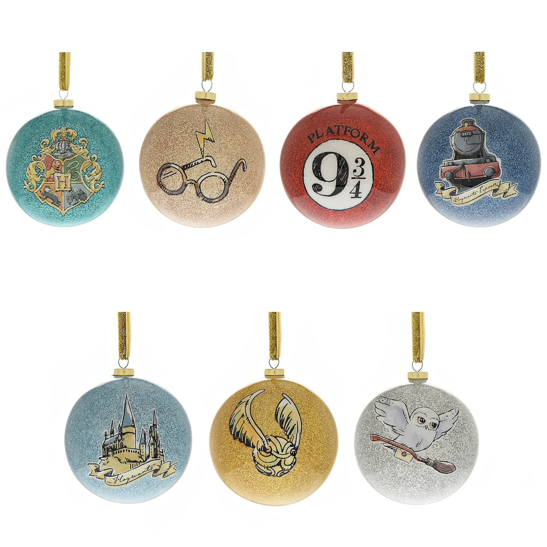 Harry Potter, XM10336, Warner Brothers, Harry Potter Charms-Weihnachtskugeln, Harry Potter Baubles, Gryffindor, Slytherin, Hufflepuff, Ravenclaw, Hogwarts-Häuser, Yule Houses Harry Potter