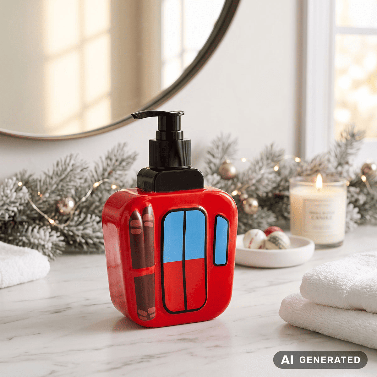 Weihnachtsseife - Gondel mit Ski 8163490 Seifenspender -  Pumpspender mit Flüssigseife