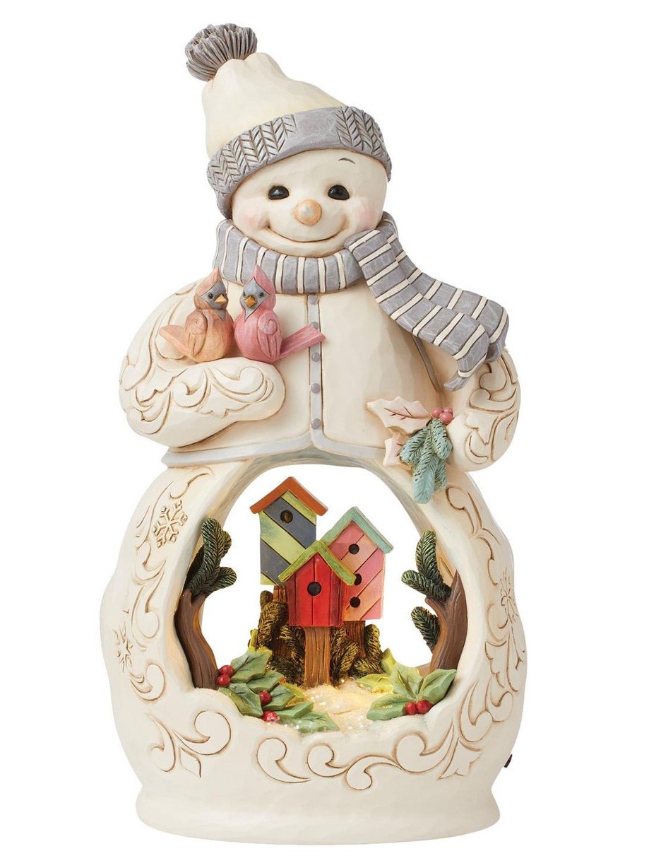 LED Let Nature Sing White Woodland Snowman 6015514 - Jim Shore Heartwood Creek Schneemann LED Let Nature Sing White Woodland Snowman 6015514 - Jim Shore Heartwood Creek Schneemann