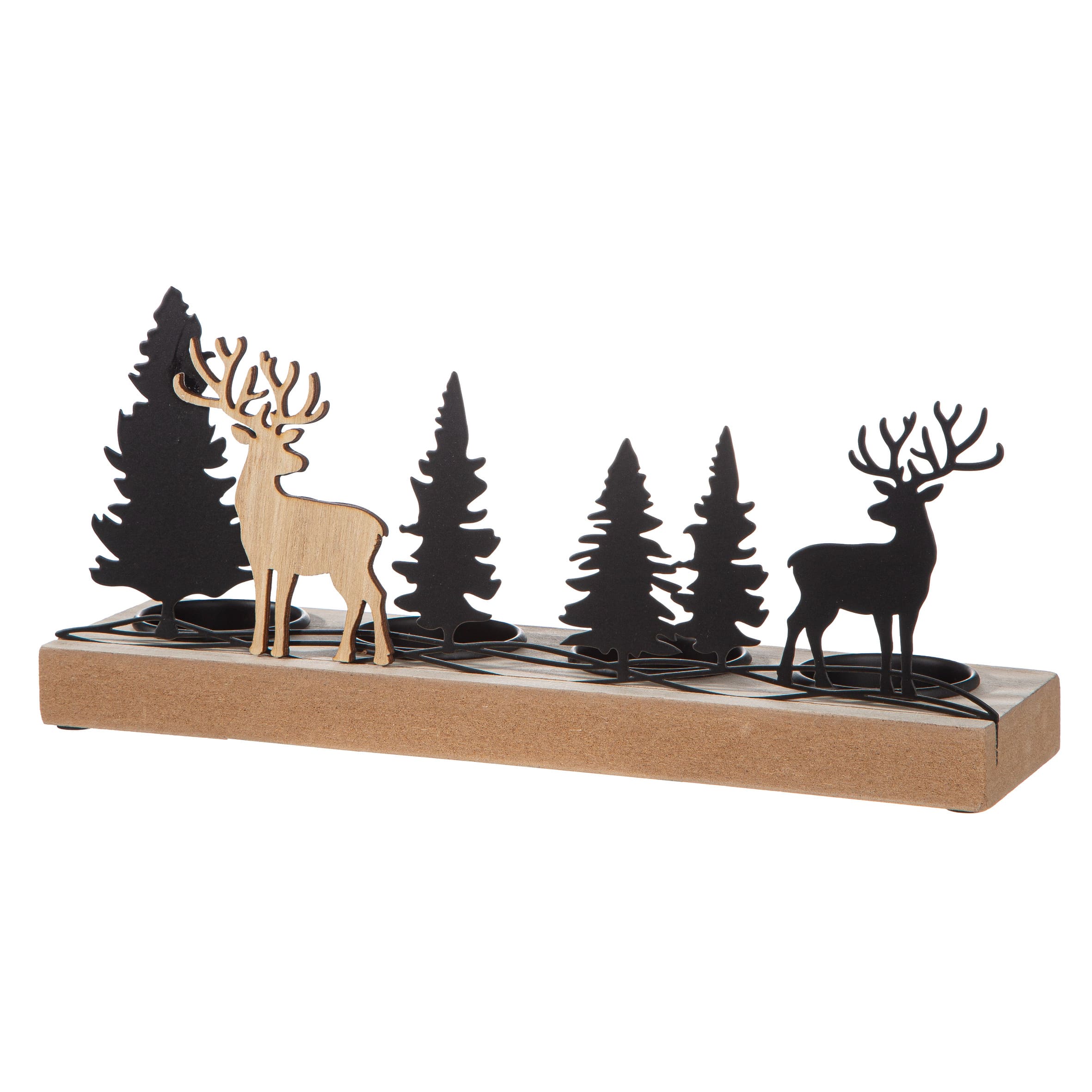 Teelichtleuchter Elch Foreto Adventsleuchter - Elch - Rustikales Winterdeko-Set mit Hirsch & Tannen - 59910 Gilde Windlicht