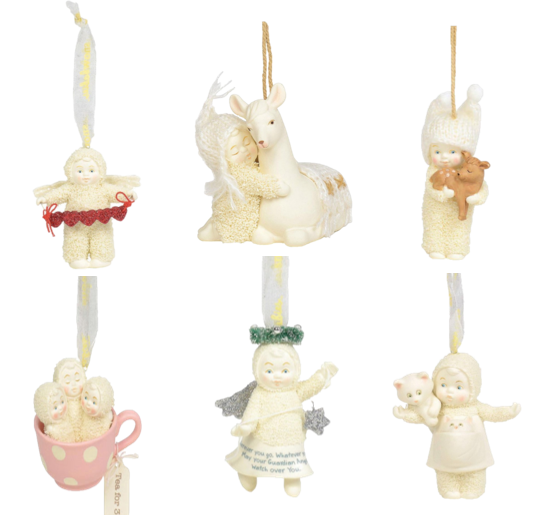 Snowbabies, Department 56, Kristi Jensen Piero, Cat Lady, Peaceful Kingdom Deer, Peaceful Lama, Tea for Three, Angel of Hearts