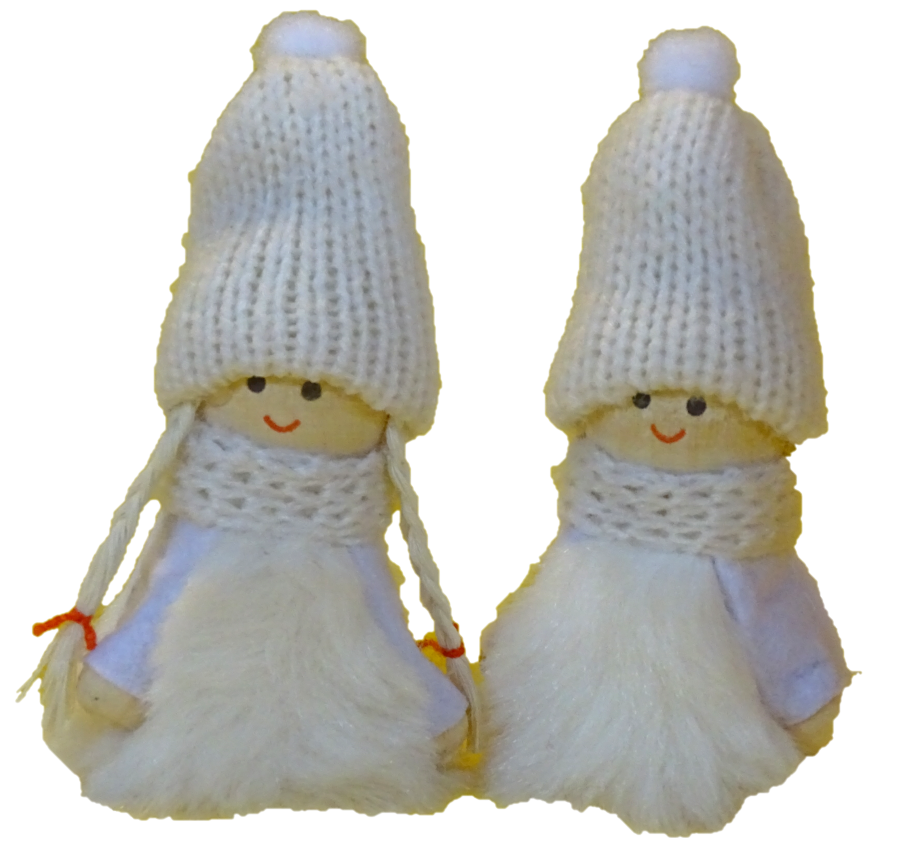 Sebastian Design, Kerzenringe, Holzkränze, skandinavische Kerzenringe, Steckfiguren, Winterpüppchen Merle & Henry in weiß