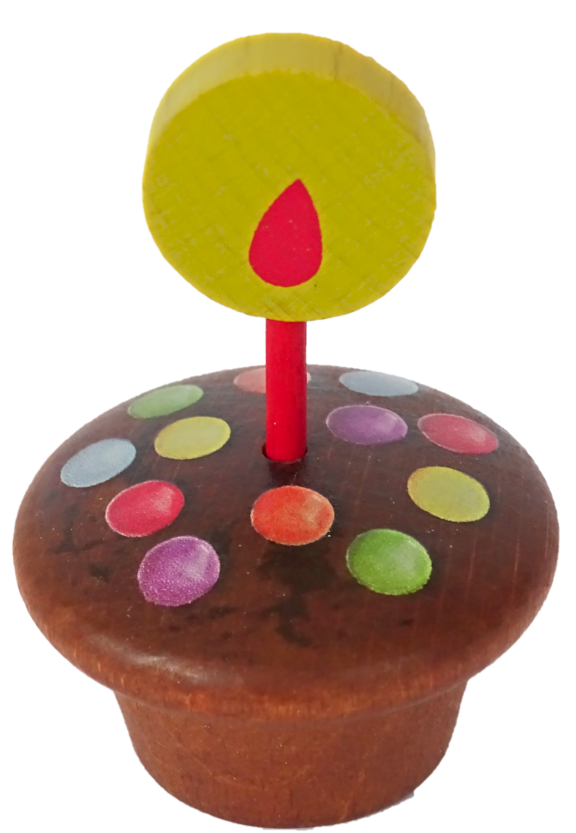 Geburtstagsmuffin, baun mit Smarties - Steckfigur für den großen Kerzenring von Sebastian Design